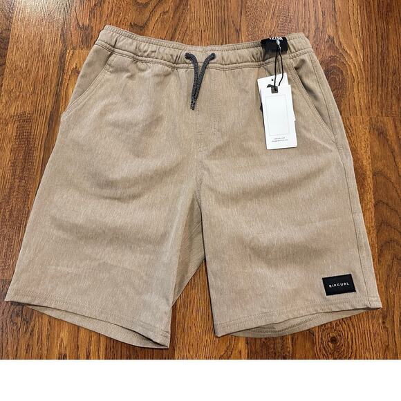 Rip Curl Boys Great Scott Shorts Beige Size 12 NWT Summer Casual Comfort - Picture 1 of 5